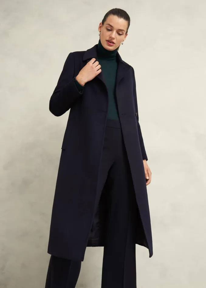 Women Coats and Jackets Hobbs Livia Wool Coat Navy