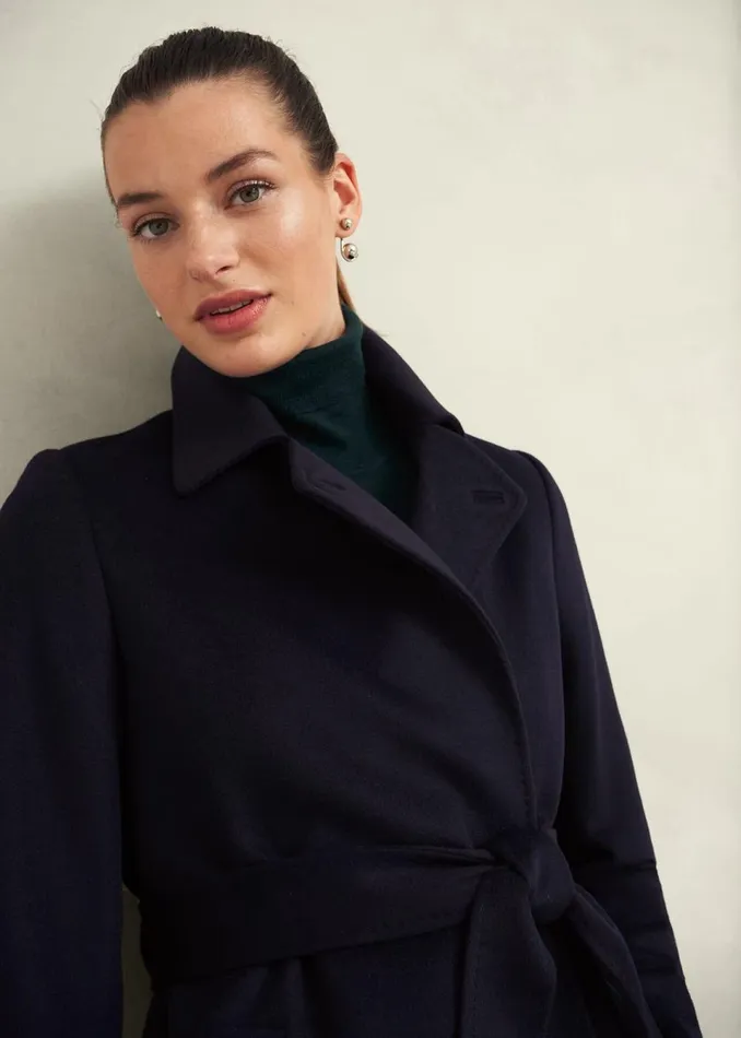 Women Coats and Jackets Hobbs Livia Wool Coat Navy