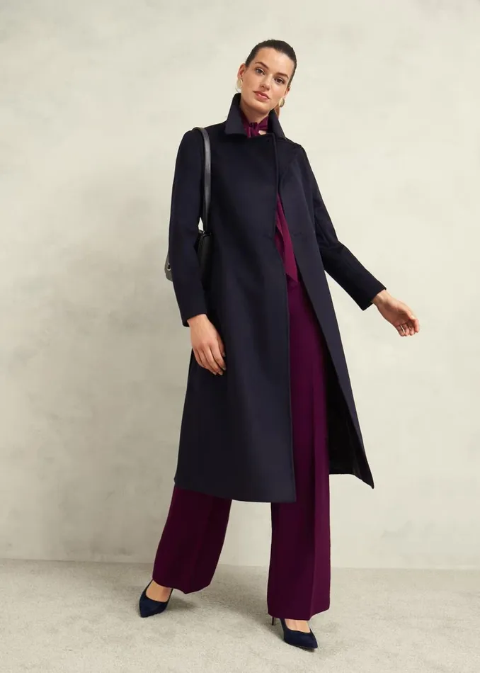 Women Coats and Jackets Hobbs Livia Wool Coat Navy