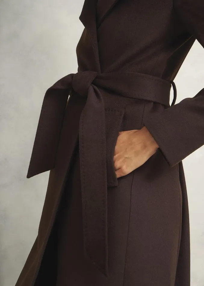 Women Coats and Jackets Hobbs Livia Wool Coat With Faux Fur Alder Brown