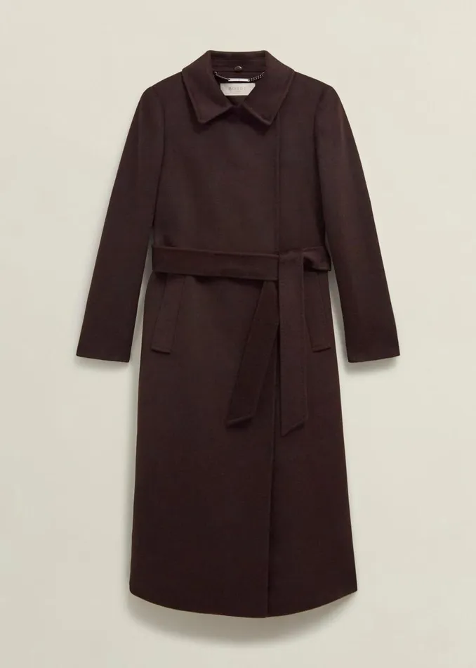 Women Coats and Jackets Hobbs Livia Wool Coat With Faux Fur Alder Brown
