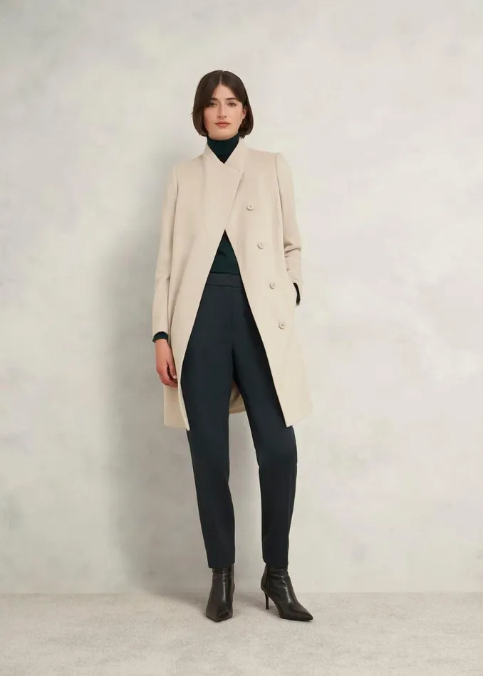 Women Coats and Jackets Hobbs Marissa Wool Coat Buff Grey