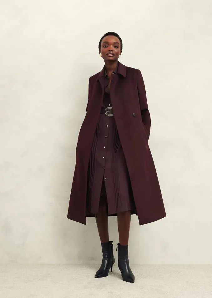 Women Coats and Jackets Hobbs Petite Livia Wool Coat Malbec Purple