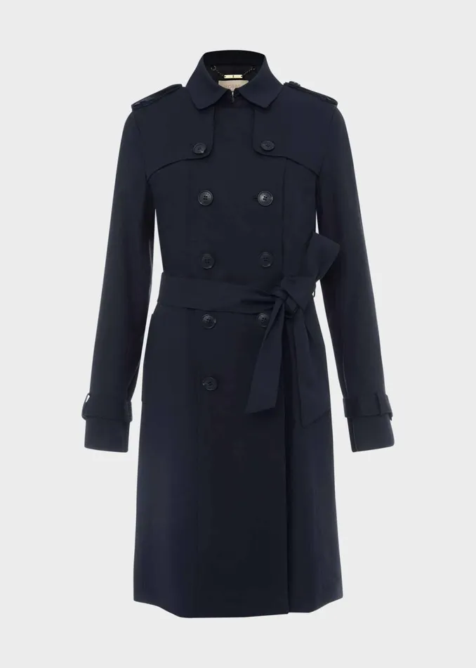 Women Coats and Jackets Hobbs Petite Saskia Shower Resistant Trench Coat Navy