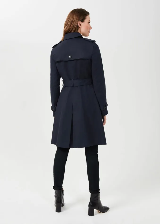 Women Coats and Jackets Hobbs Petite Saskia Shower Resistant Trench Coat Navy