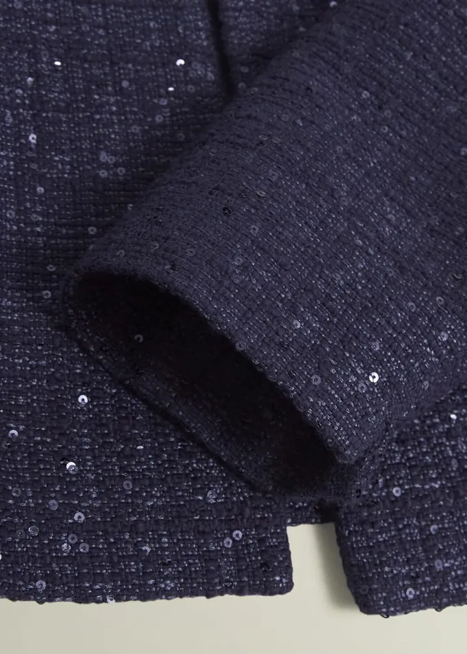 Women Coats and Jackets Hobbs Prisha Sequin Tweed Jacket Midnight Navy