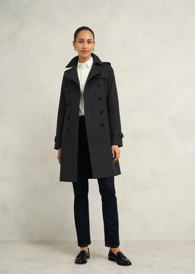 Women Coats and Jackets Hobbs Saskia Shower Resistant Trench Coat Black