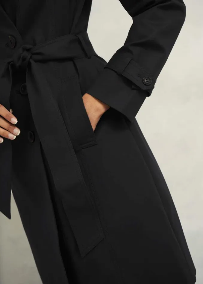 Women Coats and Jackets Hobbs Saskia Shower Resistant Trench Coat Black