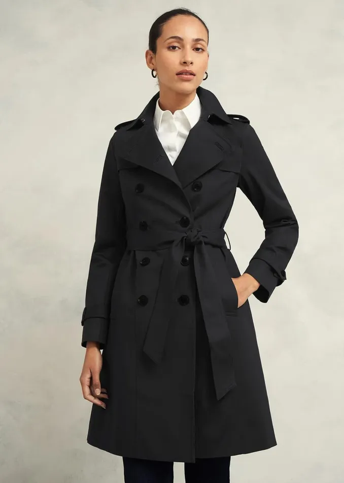 Women Coats and Jackets Hobbs Saskia Shower Resistant Trench Coat Black