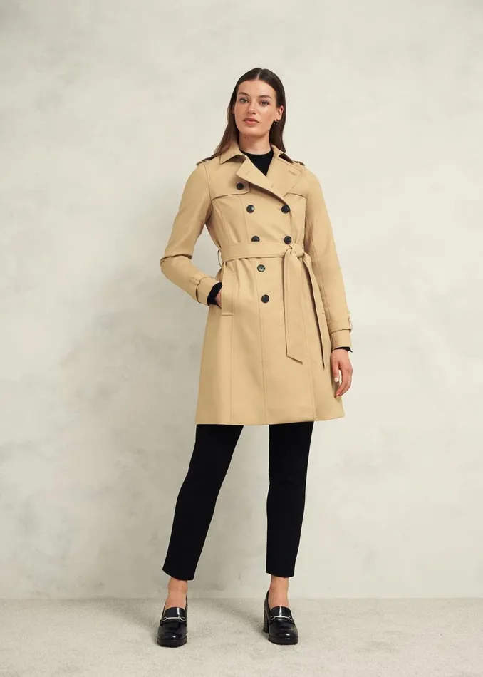 Women Coats and Jackets Hobbs Saskia Shower Resistant Trench Coat Tan