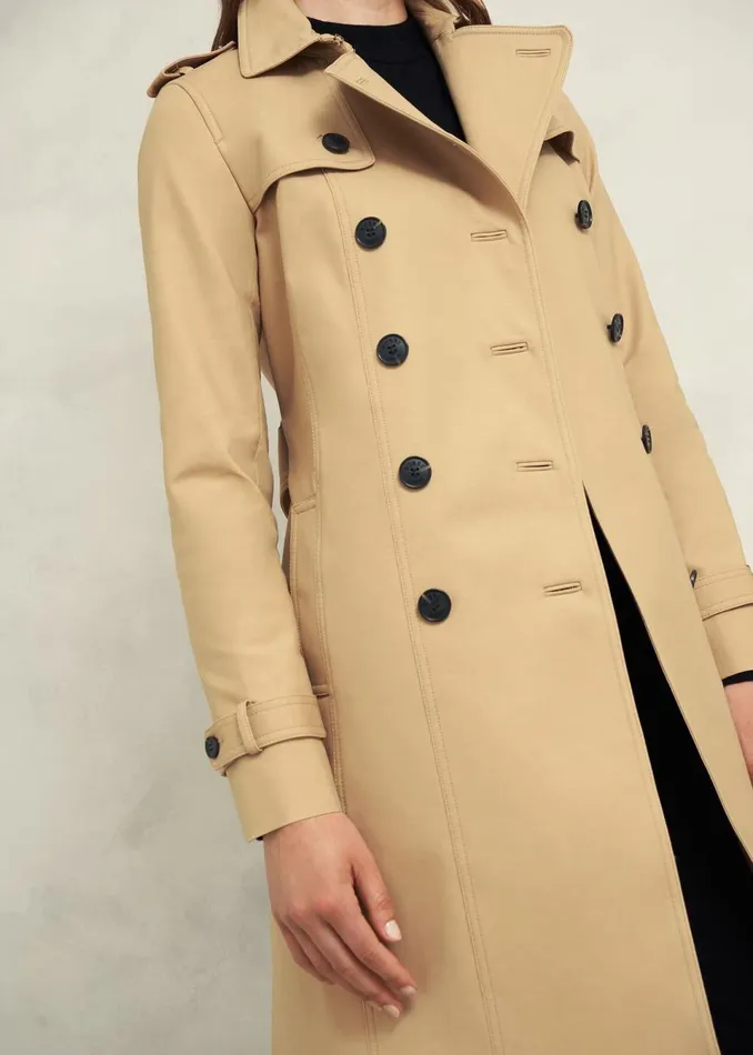 Women Coats and Jackets Hobbs Saskia Shower Resistant Trench Coat Tan