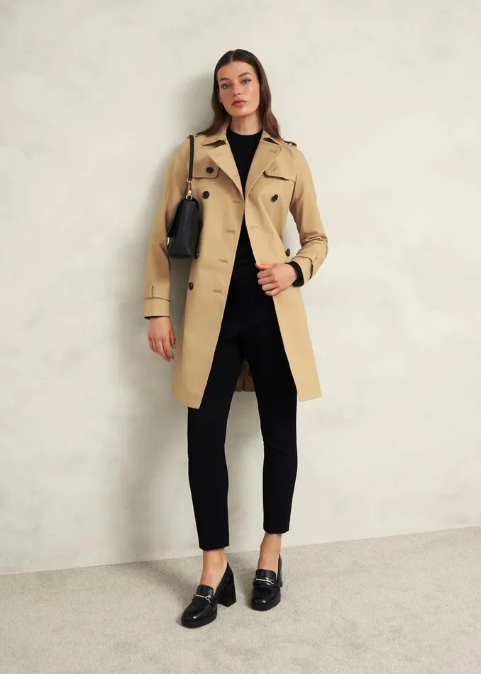 Women Coats and Jackets Hobbs Saskia Shower Resistant Trench Coat Tan