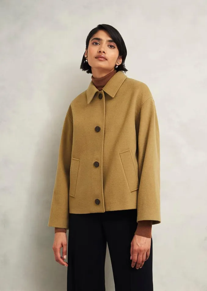 Women Coats and Jackets Hobbs Zoe Wool Blend Jacket Hobbs Camel