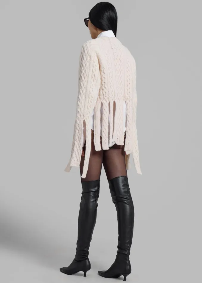 Women Coperni Shredded Knit Sweater 8211 Beige The Frankie Shop Knitwear