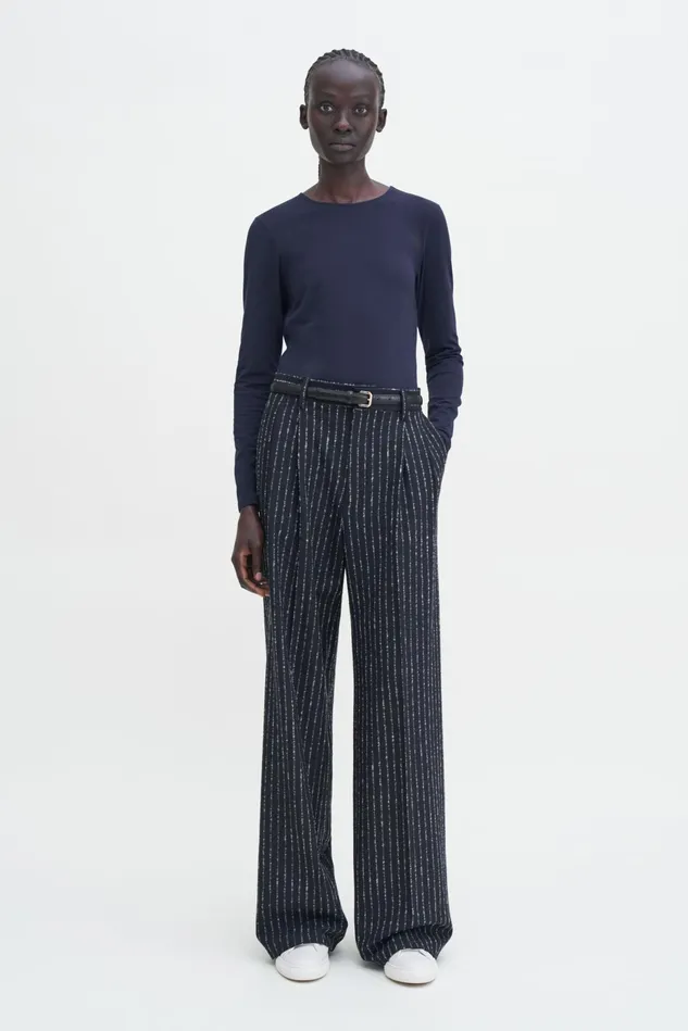 Women Cotton Stretch Long Sleeve Navy Filippa K Tops