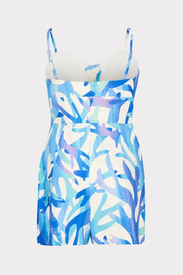 Women CoverUps Milly Anya Under The Sea Linen Romper Blue Multi