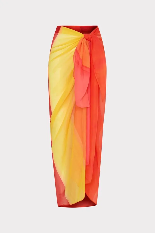 Women CoverUps Milly Sunset Stripe Chiffon Sarong Multi