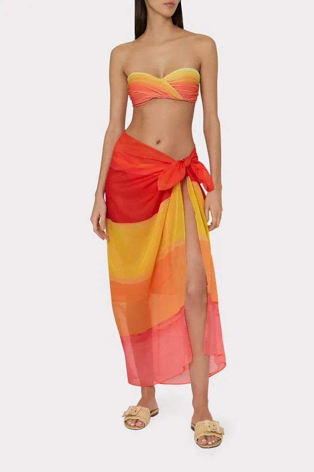 Women CoverUps Milly Sunset Stripe Chiffon Sarong Multi Women CoverUps Milly Sunset Stripe Chiffon Sarong Multi