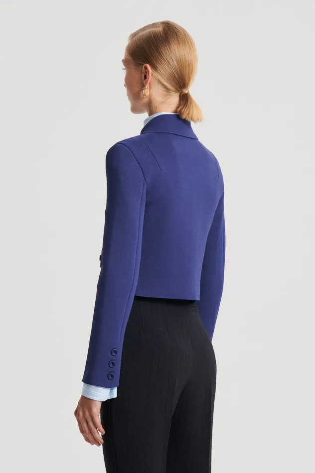 Women CREPE KNIT CROP BUTTON JACKET ROYAL Jackets Scanlan Theodore