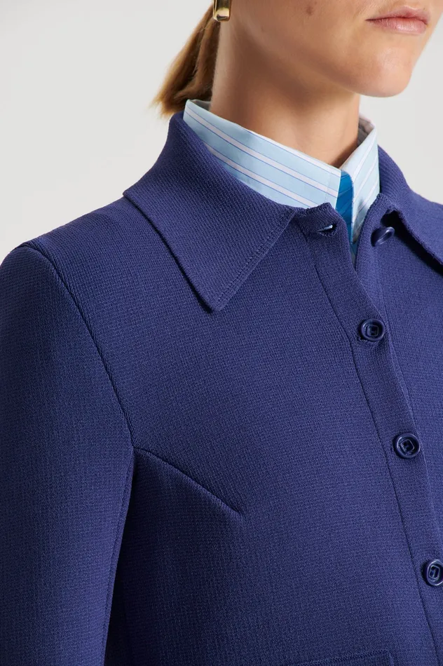 Women CREPE KNIT CROP BUTTON JACKET ROYAL Jackets Scanlan Theodore