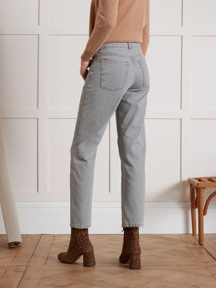 Women Cyrillus Clothing Claire Mom Organic Cotton Jeans With EcoFriendly Wash Denim Gris Clair