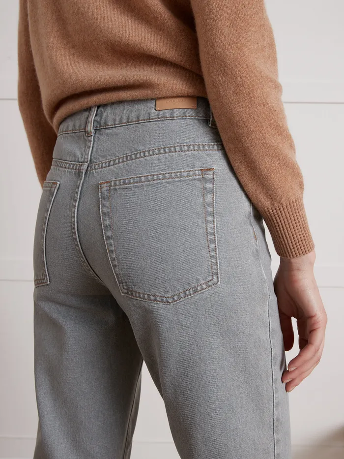 Women Cyrillus Clothing Claire Mom Organic Cotton Jeans With EcoFriendly Wash Denim Gris Clair
