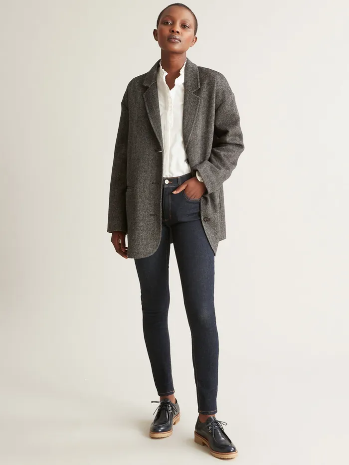 Women Cyrillus Clothing Herringbone Woollen Jacket
