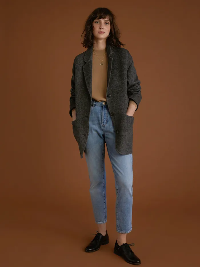 Women Cyrillus Clothing Herringbone Woollen Jacket