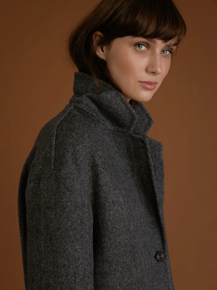 Women Cyrillus Clothing Herringbone Woollen Jacket