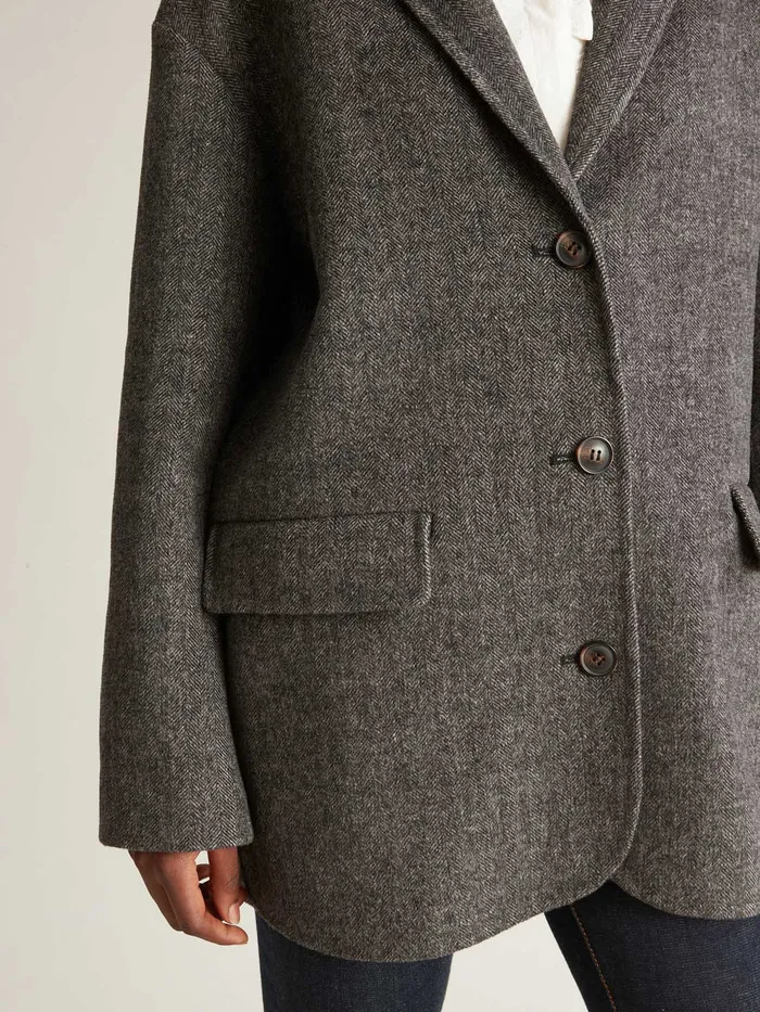 Women Cyrillus Clothing Herringbone Woollen Jacket