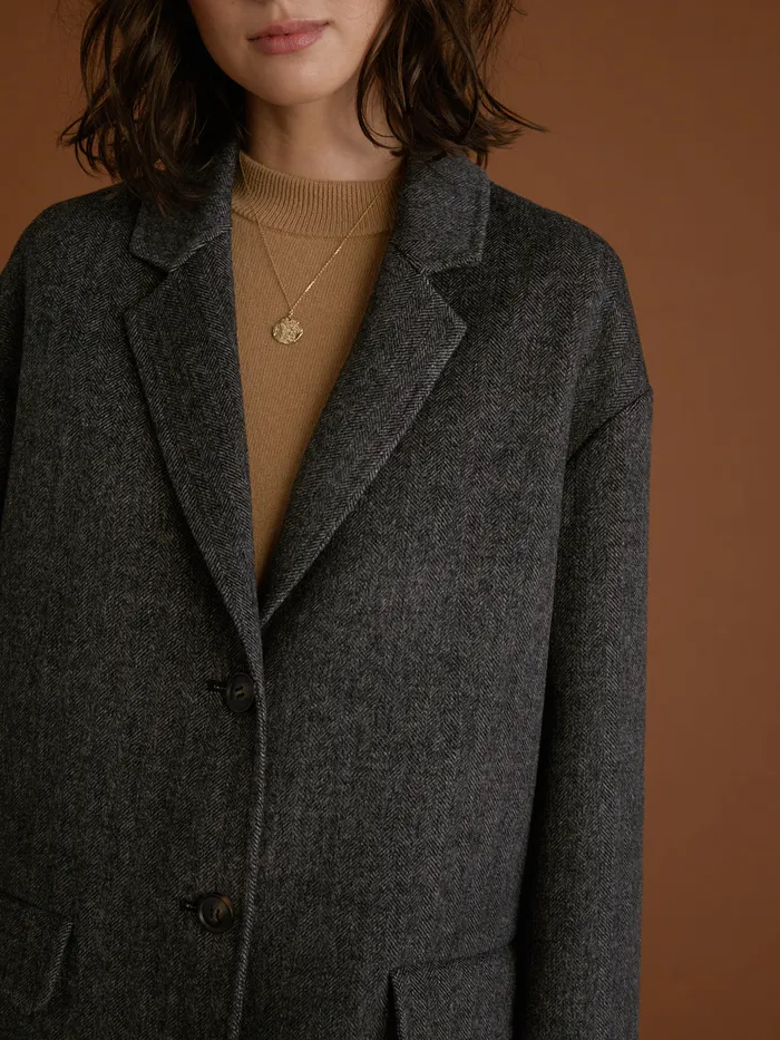 Women Cyrillus Clothing Herringbone Woollen Jacket