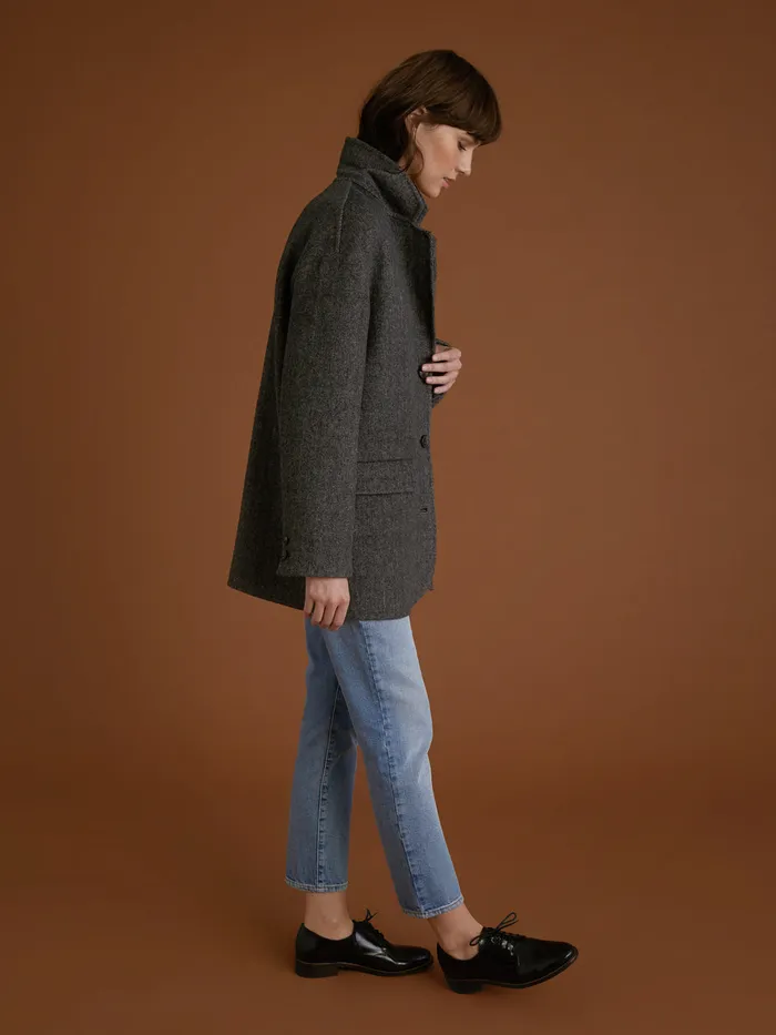 Women Cyrillus Clothing Herringbone Woollen Jacket
