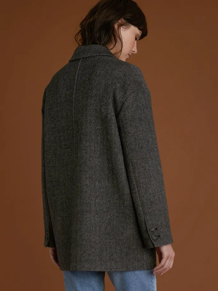 Women Cyrillus Clothing Herringbone Woollen Jacket