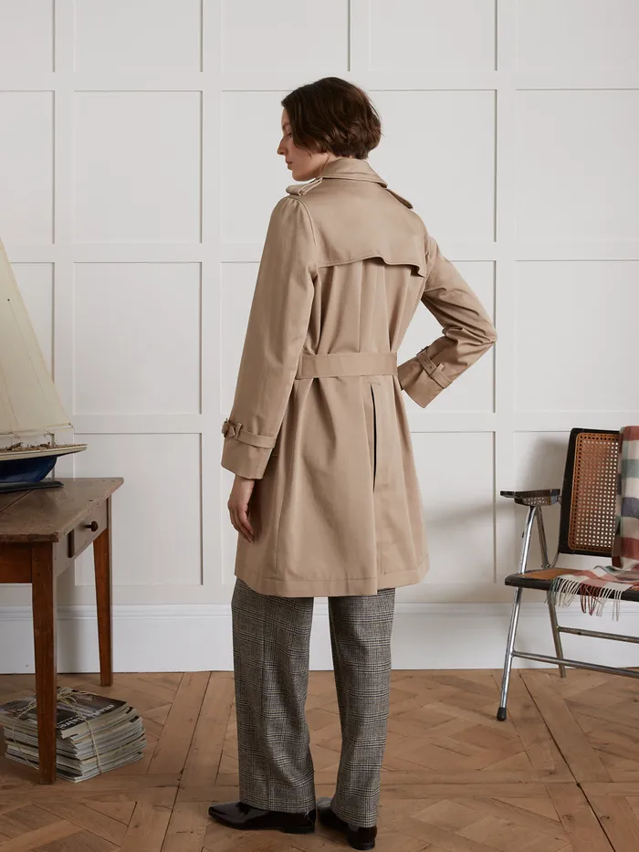 Women Cyrillus Clothing Long Trench Coat Beige