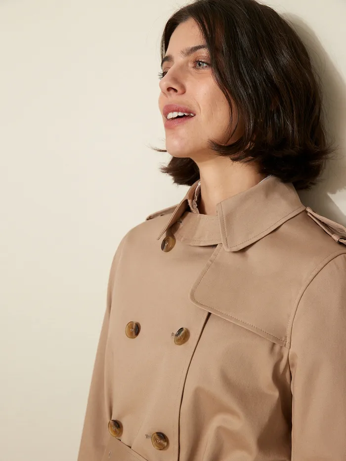 Women Cyrillus Clothing Long Trench Coat Beige