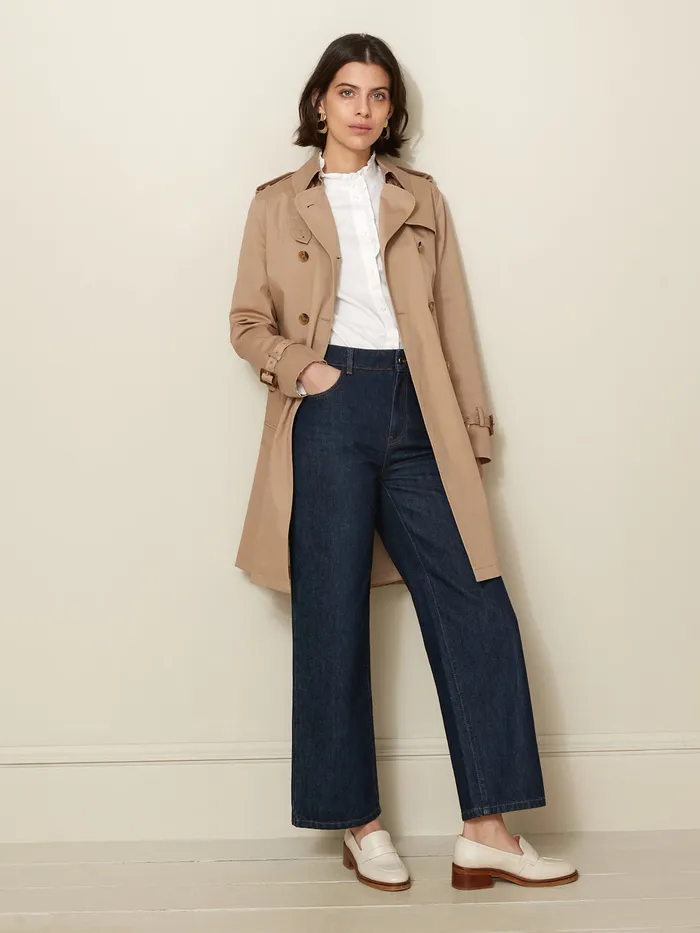Women Cyrillus Clothing Long Trench Coat Beige