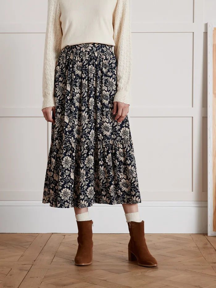 Women Cyrillus Clothing MidLength Pablo Piatti Print Skirt Imp Rosae