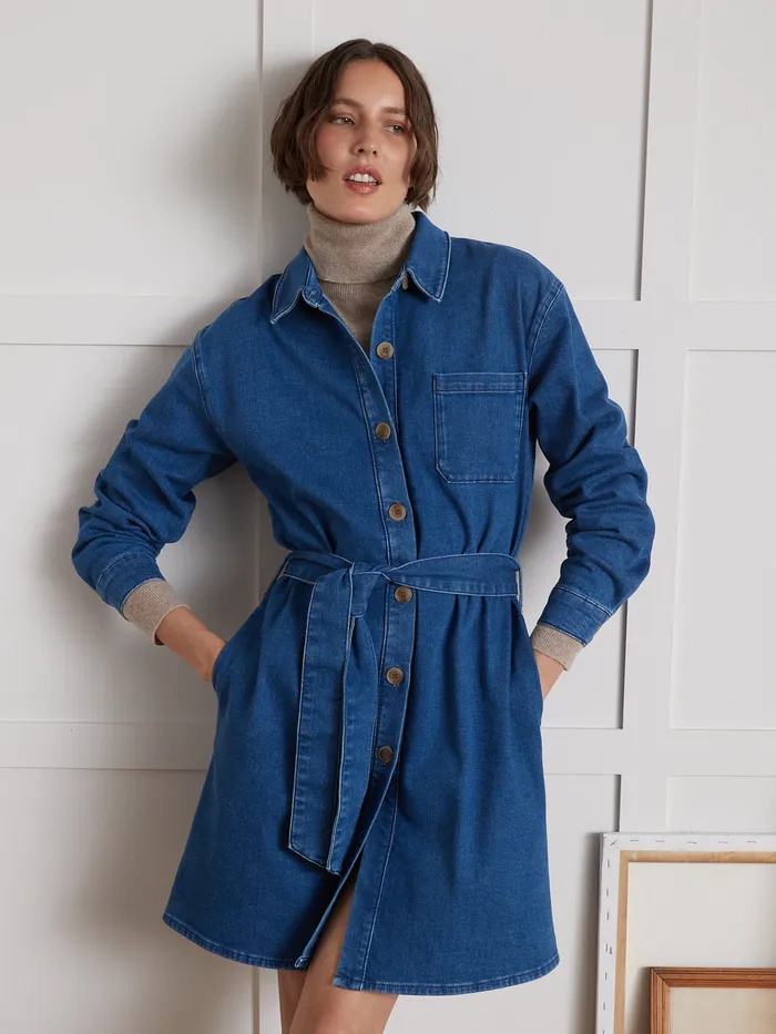 Women Cyrillus Clothing Organic Cotton Denim ShirtDress Denim Stone