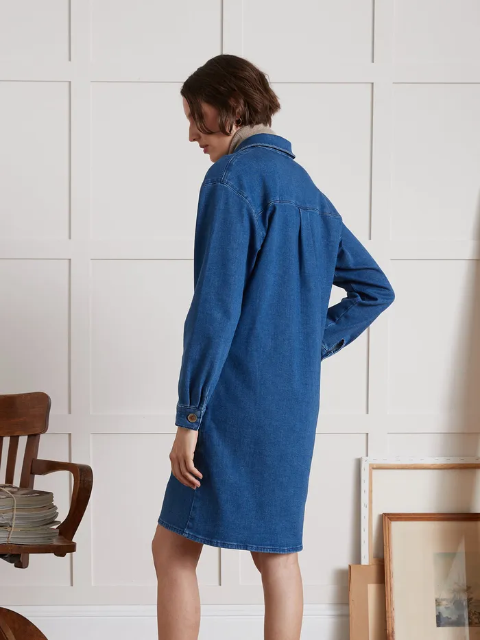 Women Cyrillus Clothing Organic Cotton Denim ShirtDress Denim Stone