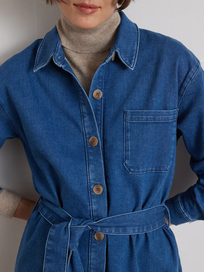 Women Cyrillus Clothing Organic Cotton Denim ShirtDress Denim Stone