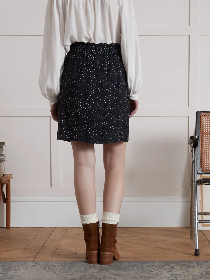 Women Cyrillus Clothing Short Button Skirt With Confetti Print Confetti Navy Noir