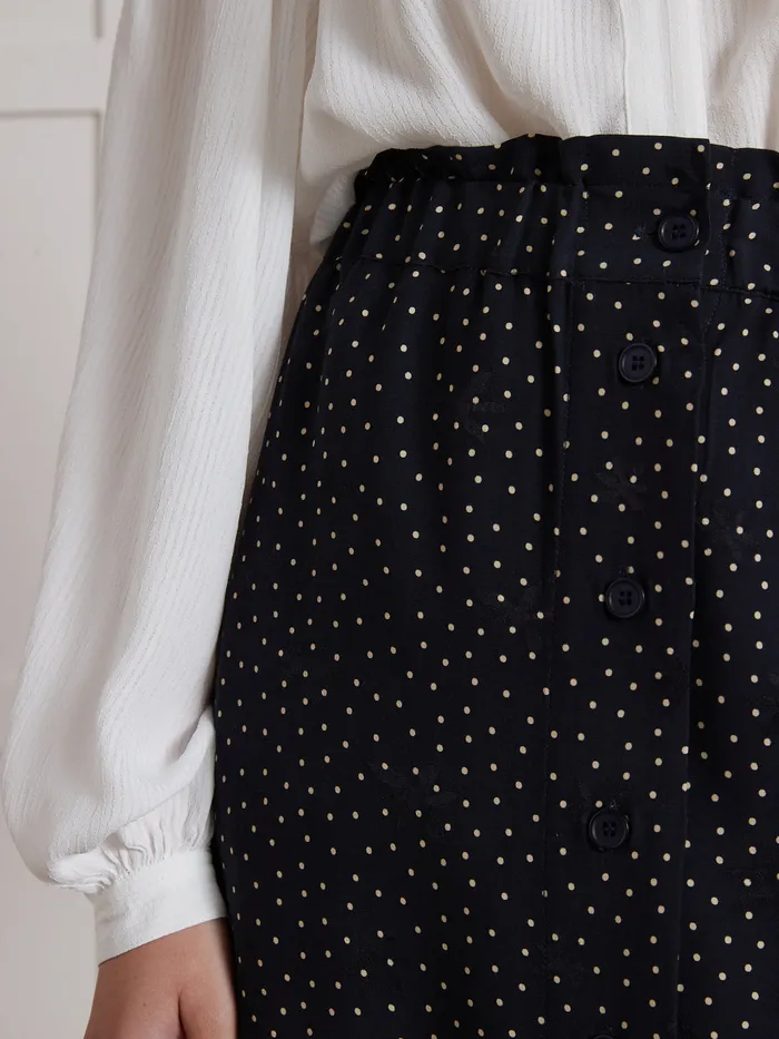 Women Cyrillus Clothing Short Button Skirt With Confetti Print Confetti Navy Noir