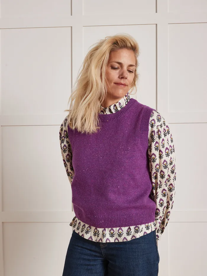 Women Cyrillus Clothing Sleeveless Sarah Sweater 8211 Apaches Collection Violet