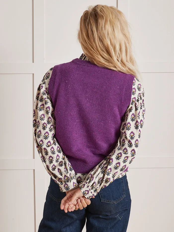Women Cyrillus Clothing Sleeveless Sarah Sweater 8211 Apaches Collection Violet