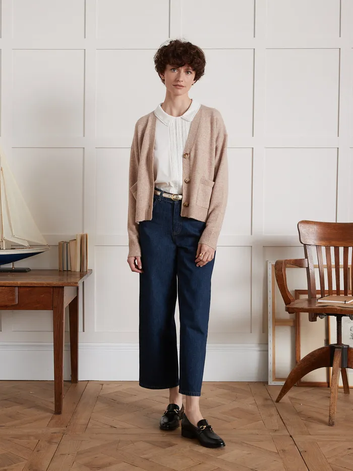 Women Cyrillus Clothing TShirt With Embroidered Peter Pan Collar Blanc