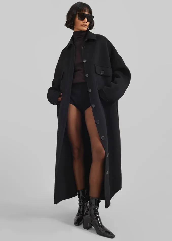 Women Dallas Wool Overcoat 8211 Black The Frankie Shop Outerwear