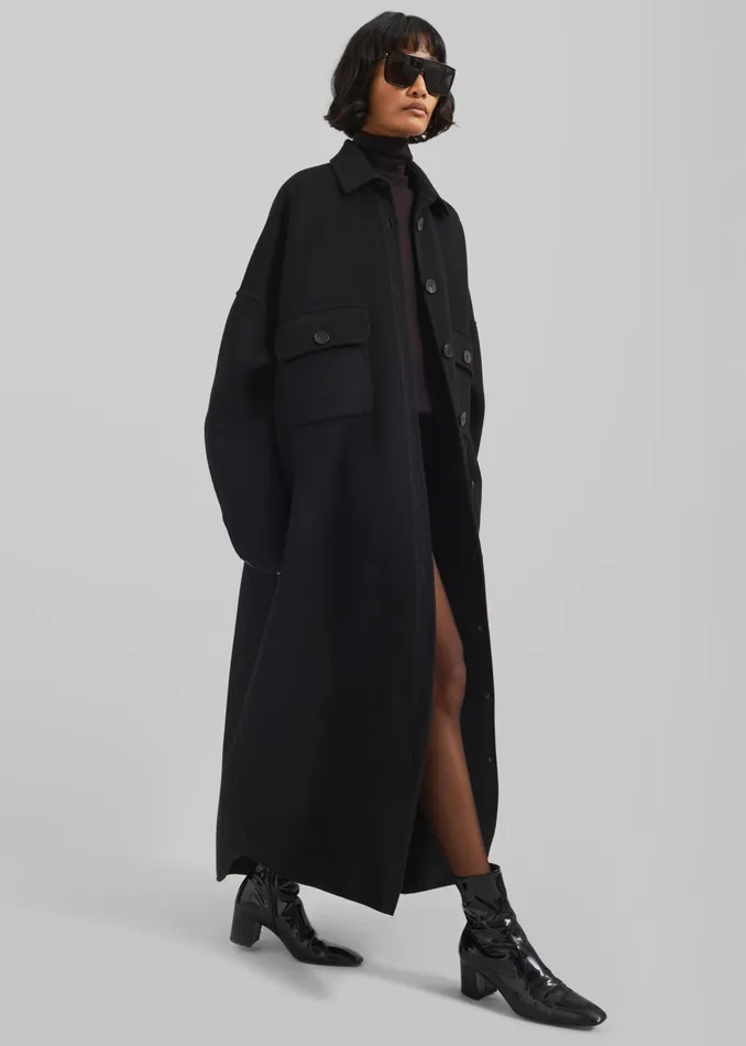 Women Dallas Wool Overcoat 8211 Black The Frankie Shop Outerwear