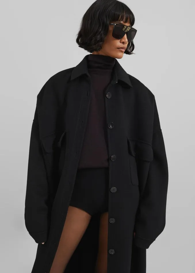 Women Dallas Wool Overcoat 8211 Black The Frankie Shop Outerwear