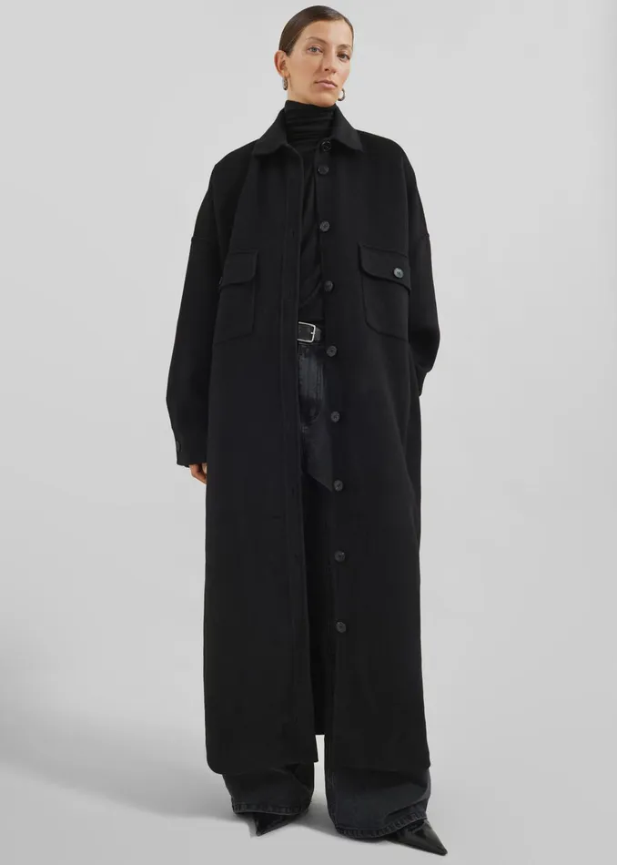 Women Dallas Wool Overcoat 8211 Black The Frankie Shop Outerwear