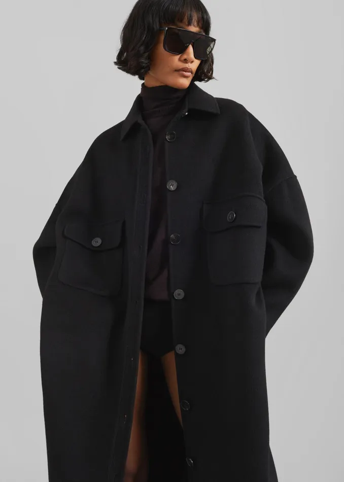Women Dallas Wool Overcoat 8211 Black The Frankie Shop Outerwear